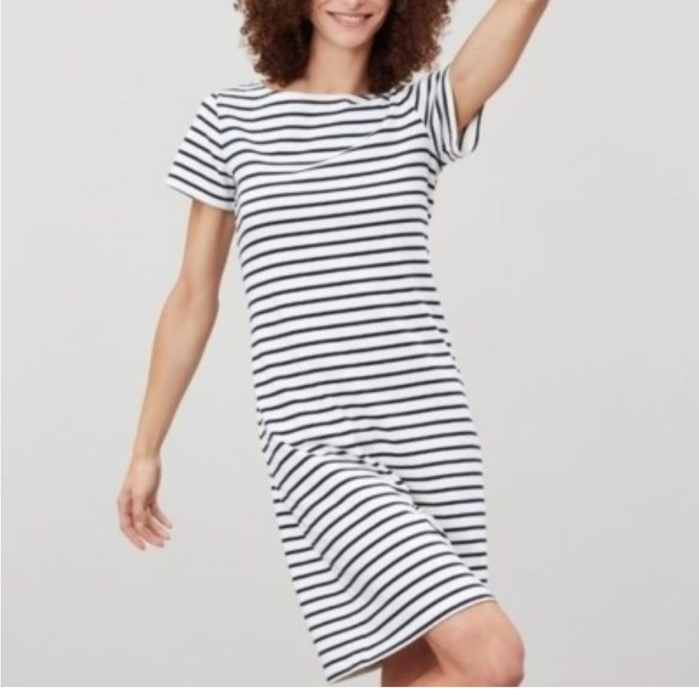 Women’s Joules Riviera Navy & White Striped Jersey Dress Size 10‎ EUC